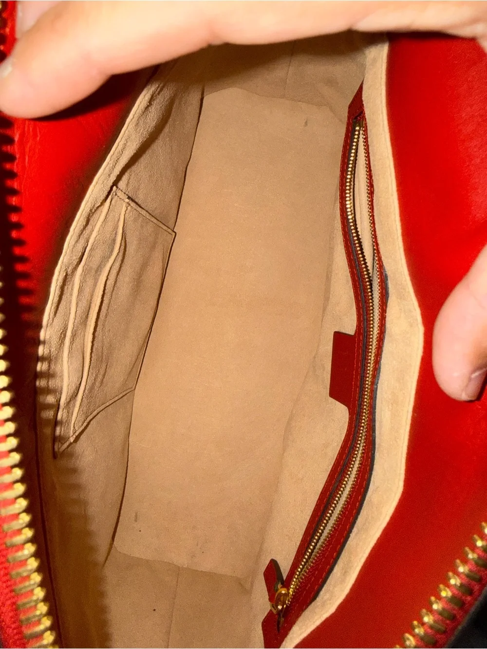 Gucci Floral GG Supreme Satchel with Red Leather Trim